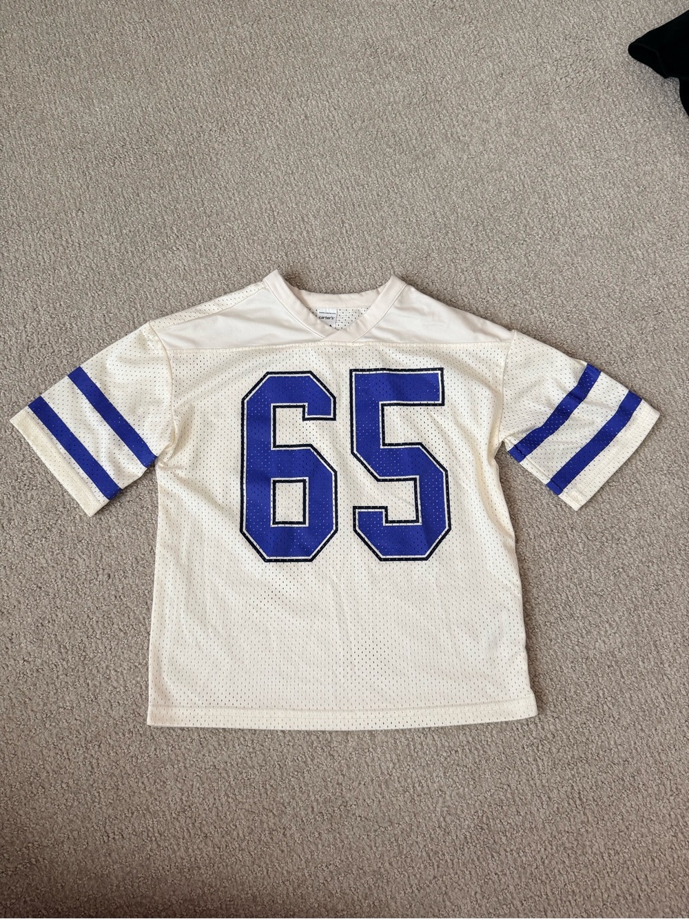 Carter's Cream Mesh Jersey Top with Blue '65' and Stripe Accents